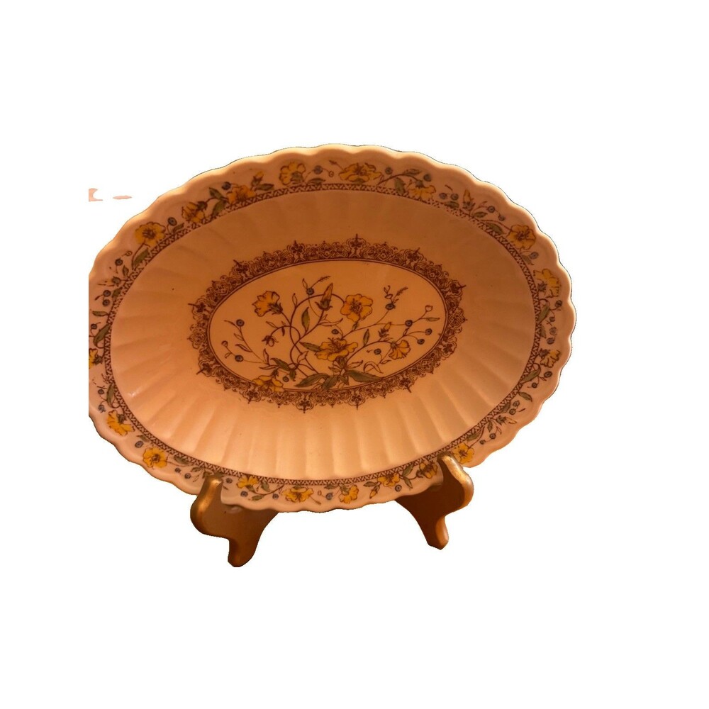 Vtge Vernon Kilns California U.S.A HIBISCUS Oval Serving Dish Bowl